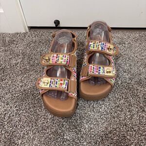 Steve Madden Margie Dad Sandal Multi Tweed and Tan Size 7